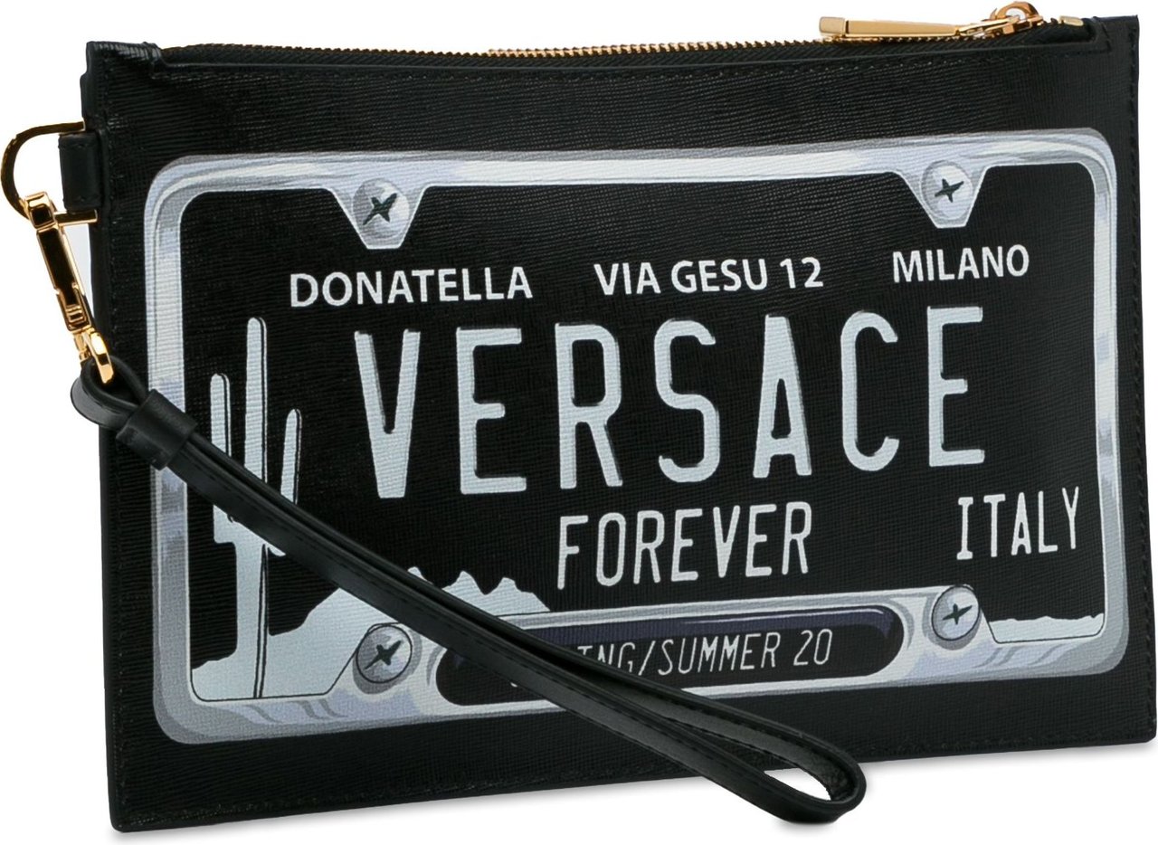 Versace License Plate Clutch Zwart