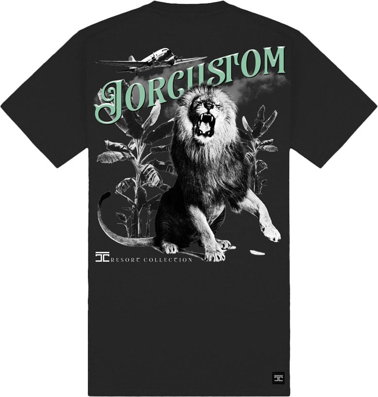 JORCUSTOM Lion Slim Fit T-Shirt DarkGrey Grijs