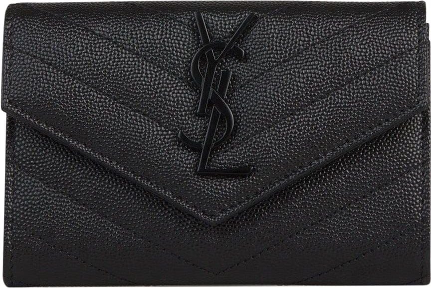 Saint Laurent Logo Leather Wallet Zwart