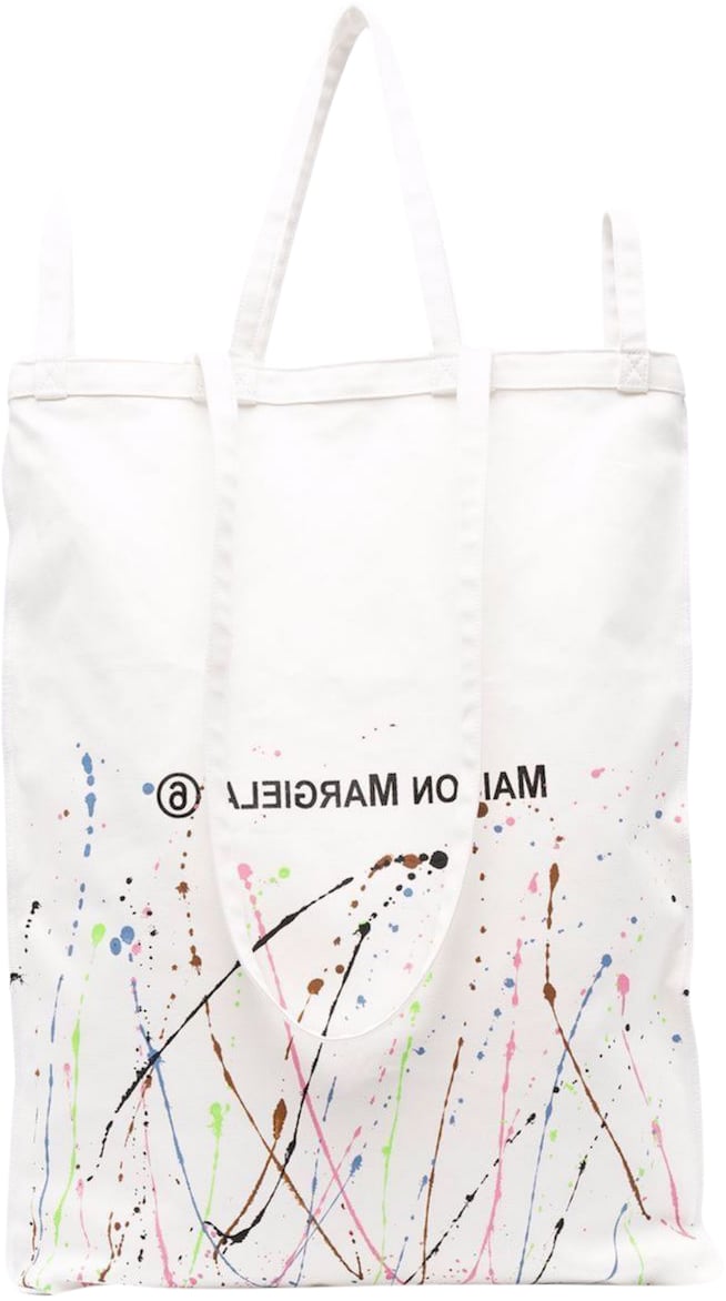 Maison Margiela Mm6 Oversize Logo Tote Bag Wit