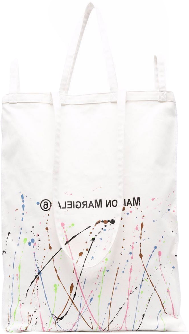 Maison Margiela Mm6 Oversize Logo Tote Bag Wit