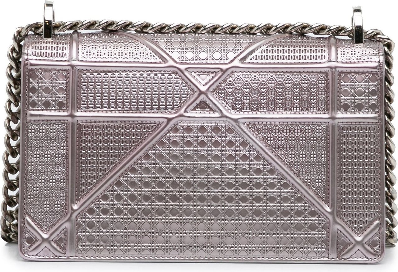 Dior Patent Microcannage Diorama Crossbody Bag Zilver