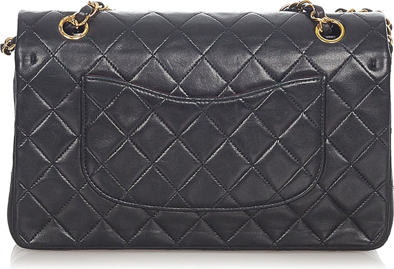 Chanel Small Classic Lambskin Leather Double Flap Bag Zwart