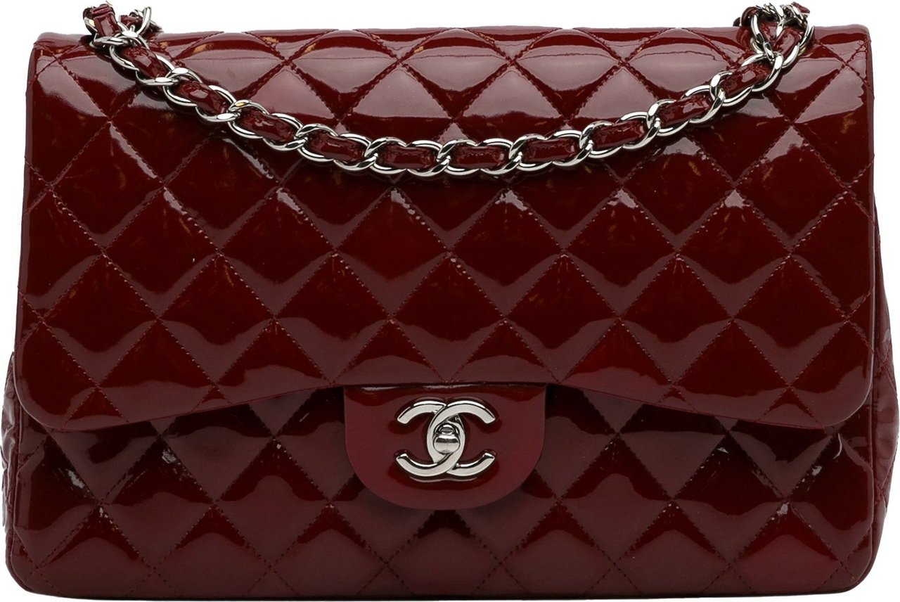 Chanel Jumbo Classic Patent Double Flap Rood