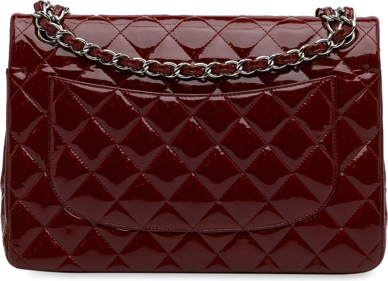 Chanel Jumbo Classic Patent Double Flap Rood
