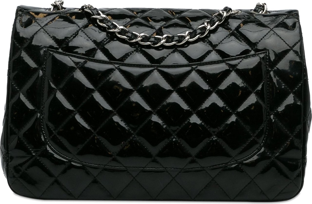 Chanel Jumbo Classic Patent Single Flap Bag Zwart