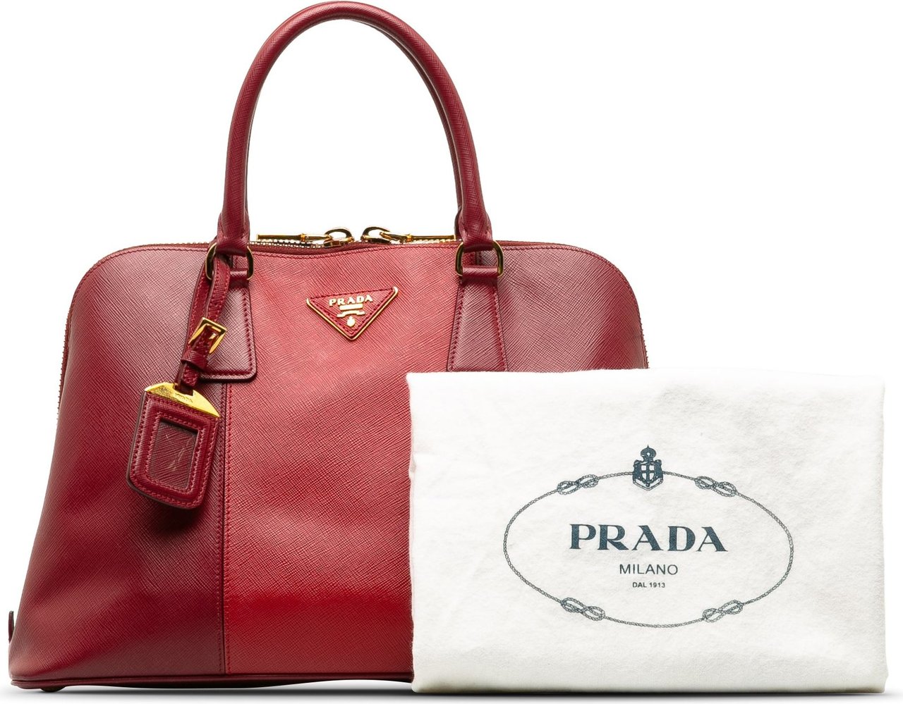 Prada Medium Saffiano Bicolor Promenade Handbag Rood