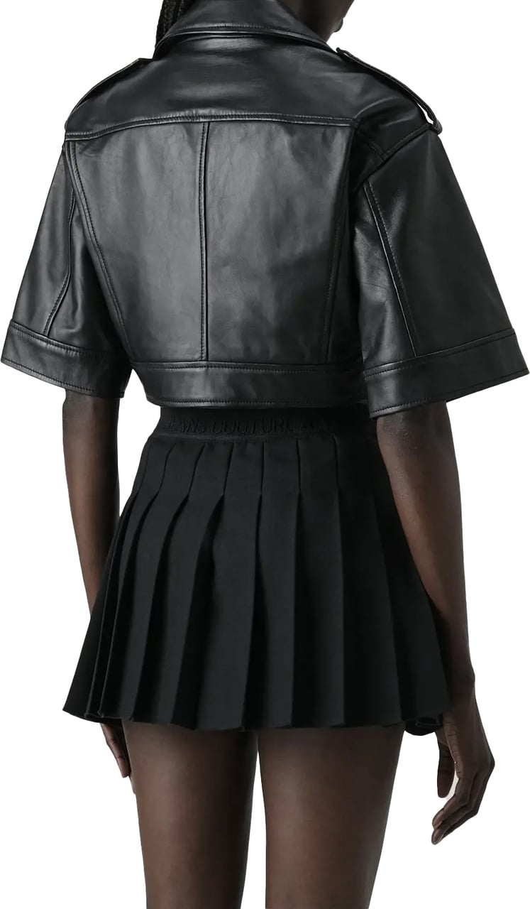 Versace Jeans Couture Biker Buckle Leather Jacket Zwart