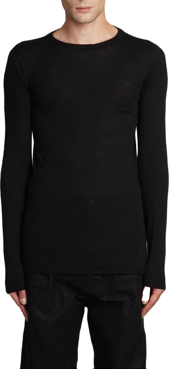 Rick Owens Pull Cachemire Noir Biker Level Round Neck Rick Owens Homme RU02C7622WS09 Zwart