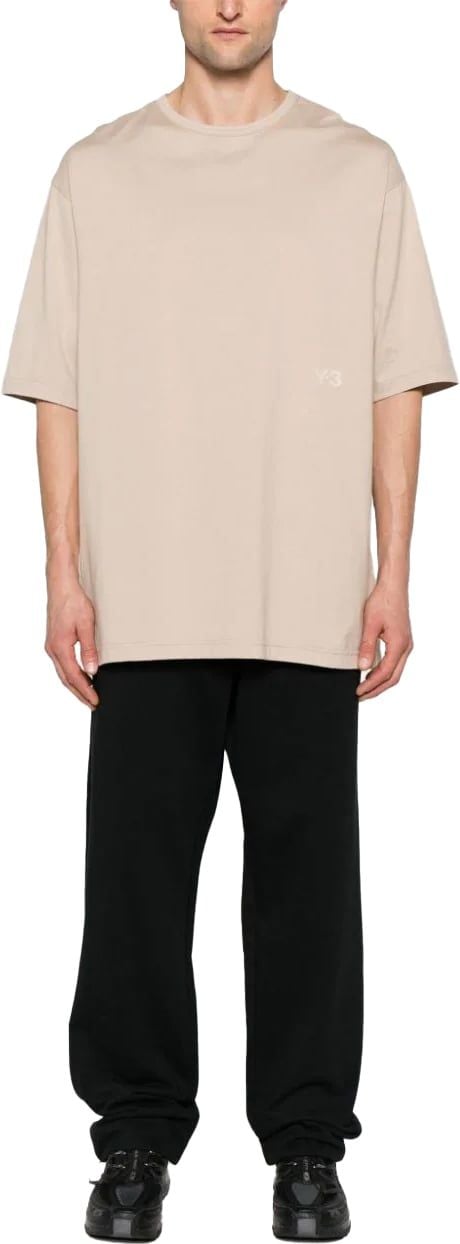 Y-3 logo-appliqué cotton T-shirt Beige