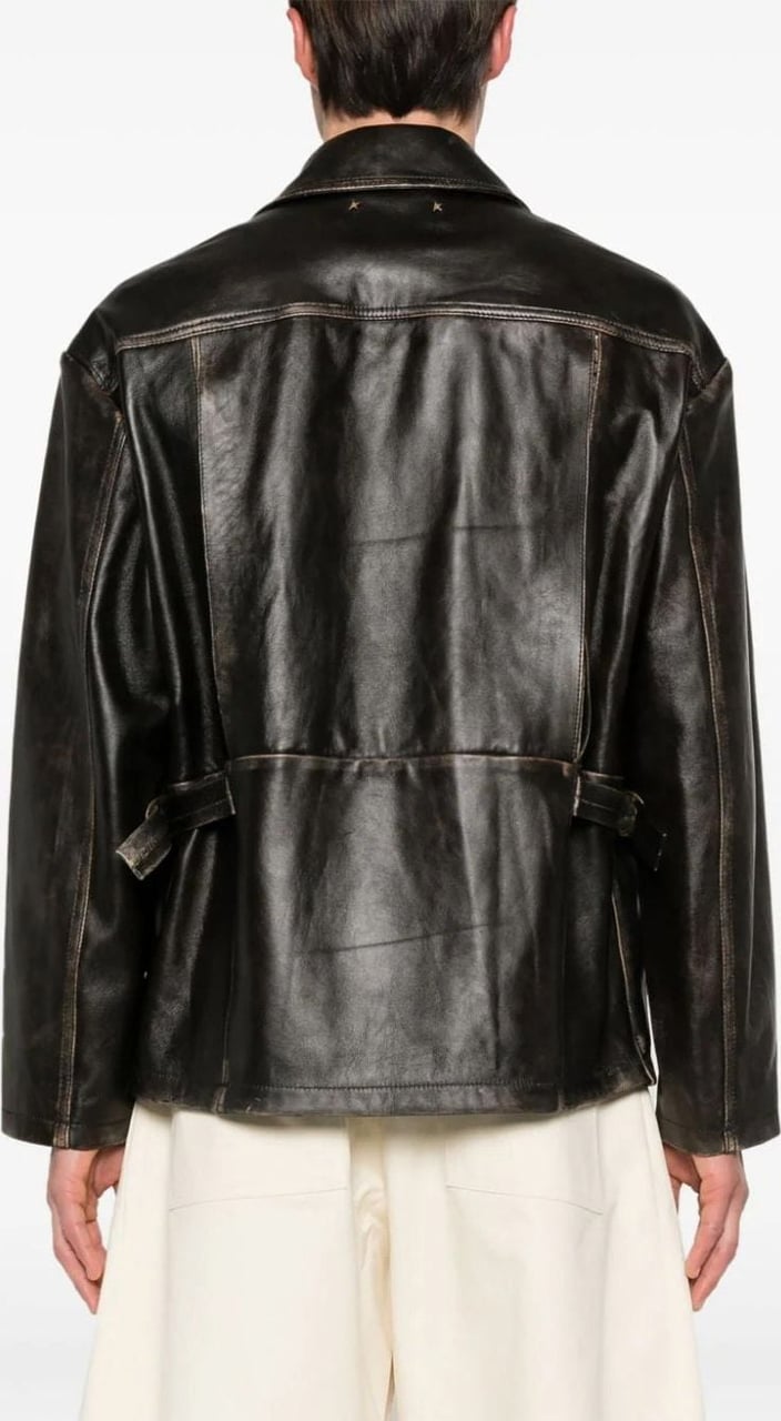 Golden Goose cut-out detail leather jacket Bruin