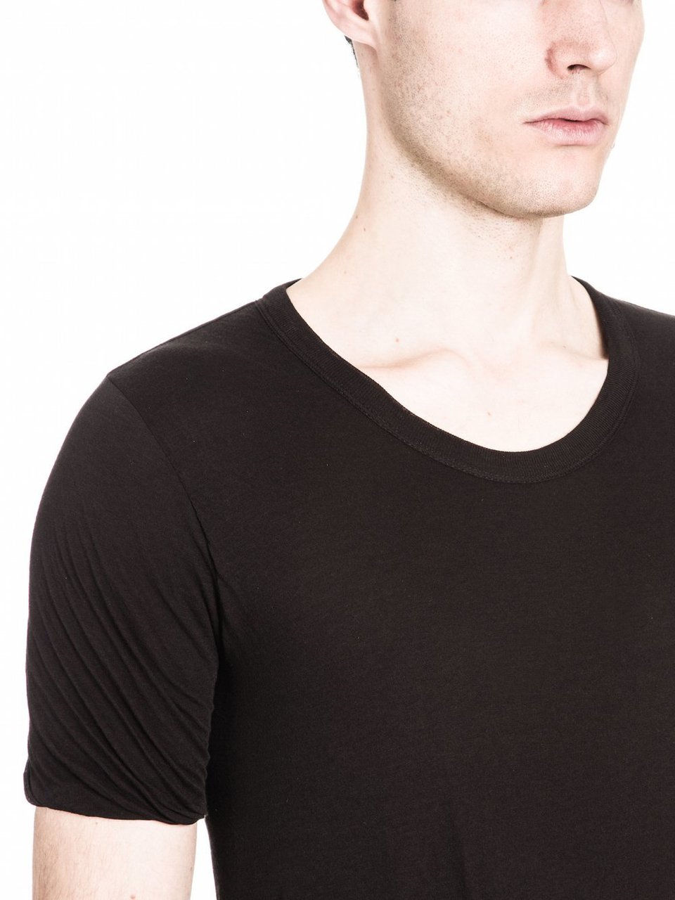 Rick Owens T-shirt double manches courtes Noir Double tee Rick Owens Homme RU01D3256UC09 Zwart