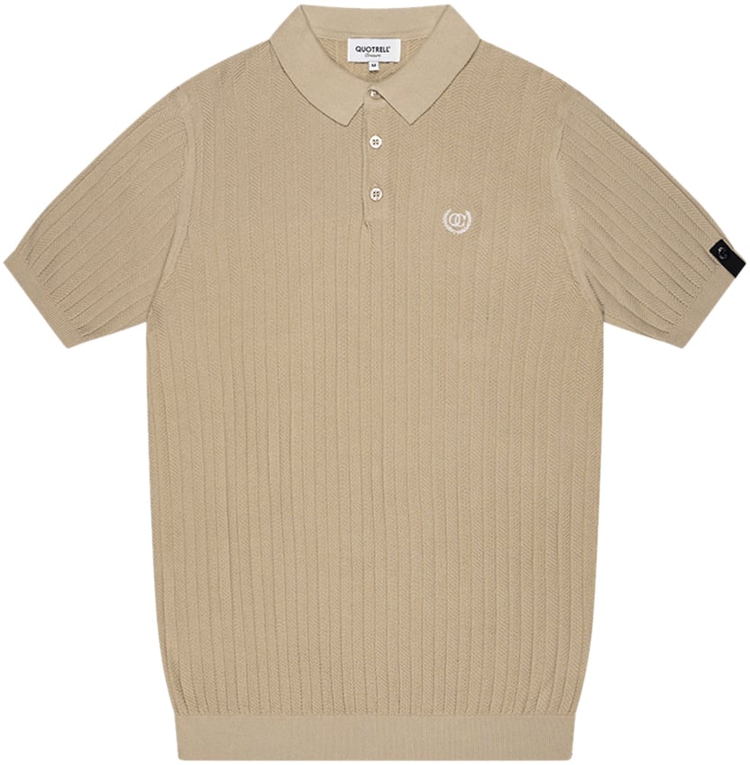 Quotrell Jay Knitted Polo | Beige/off White Beige