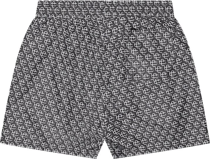 Quotrell Quotrell Couture - Monogram Swimshorts | Anthracite/white Zwart