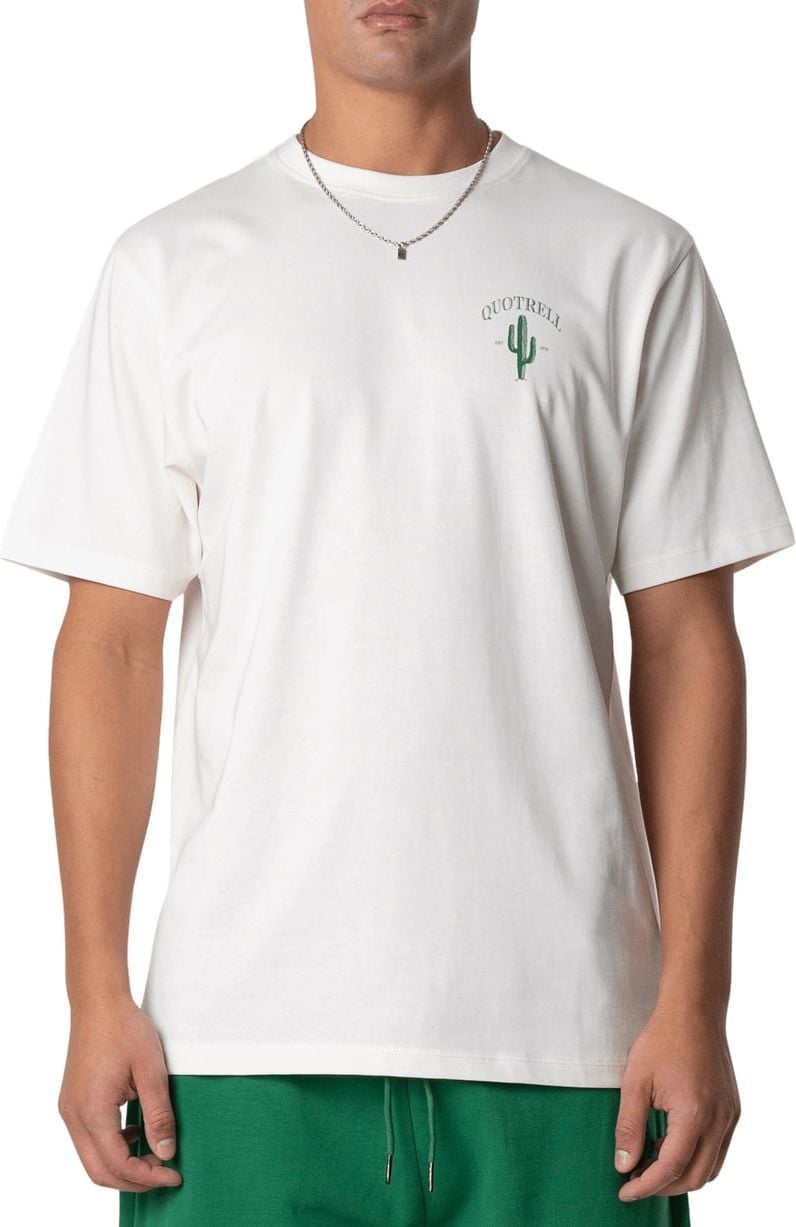 Quotrell Cactus T-shirt | Off White/green Wit