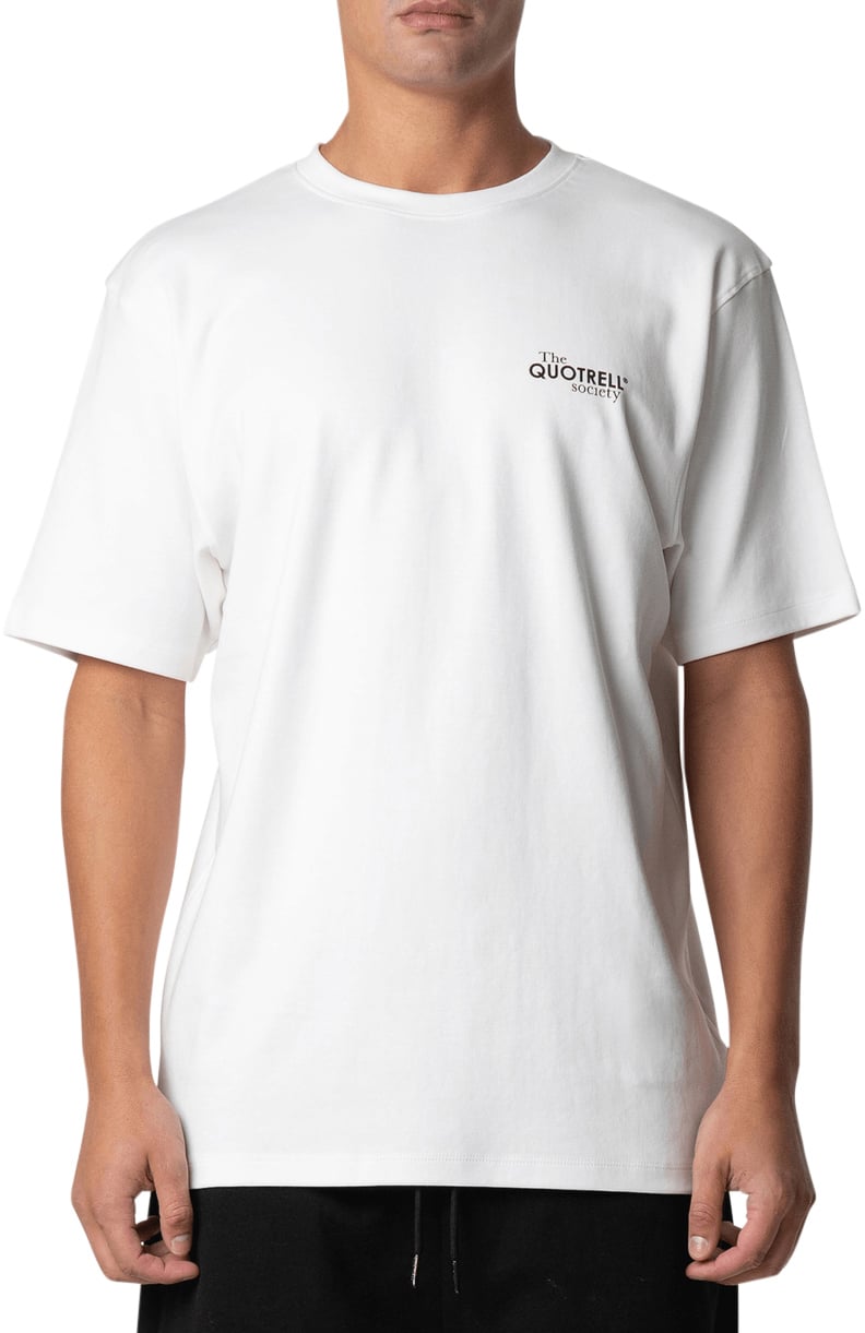 Quotrell Society Tee | White/black Wit