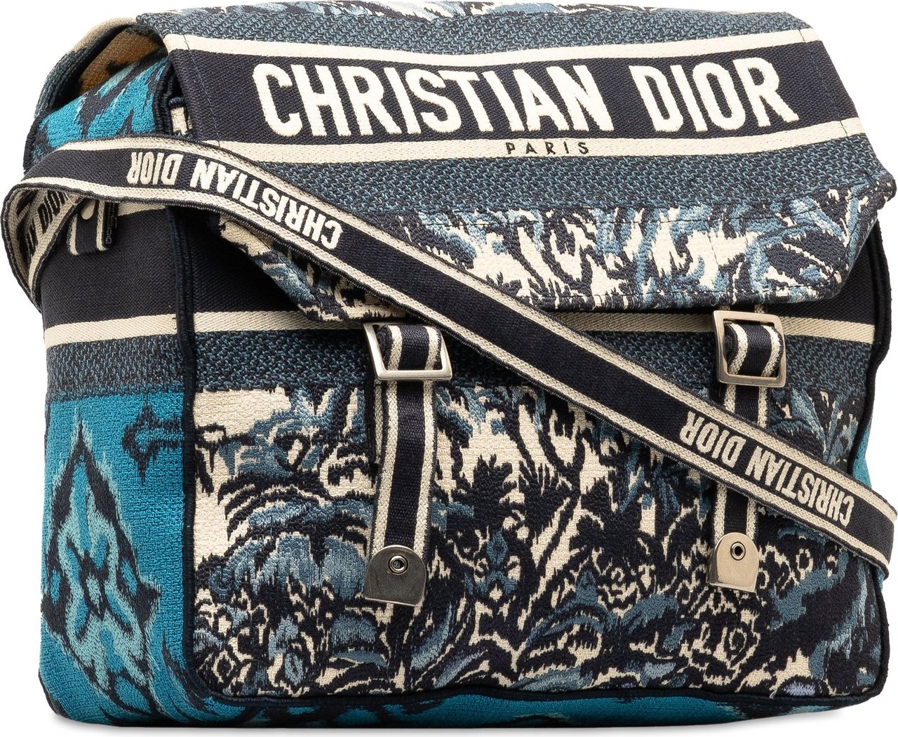 Dior Large Embroidered Palm Tree Diorcamp Messenger Bag Blauw