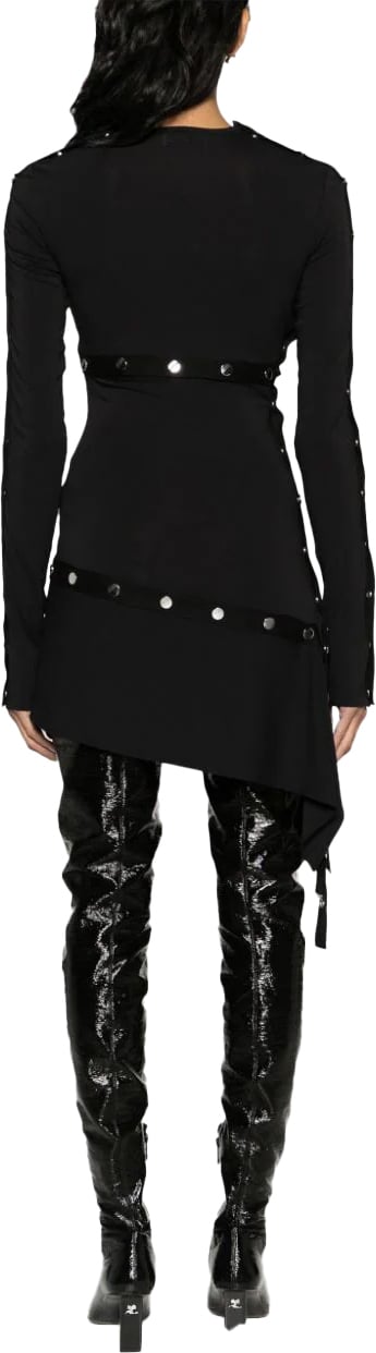 The Attico studded asymmetric convertible dres Zwart