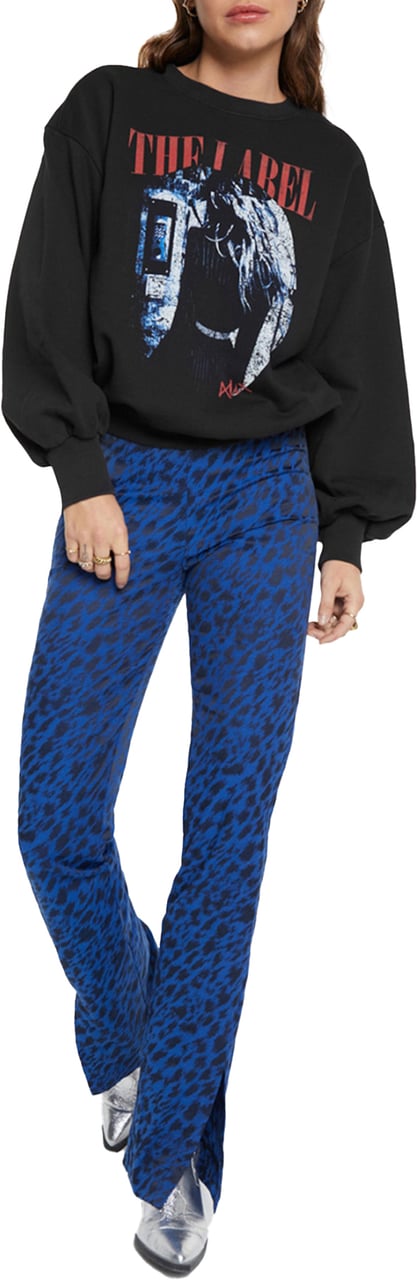 ALIX Sketchy animal flared pantalons kobalt Blauw