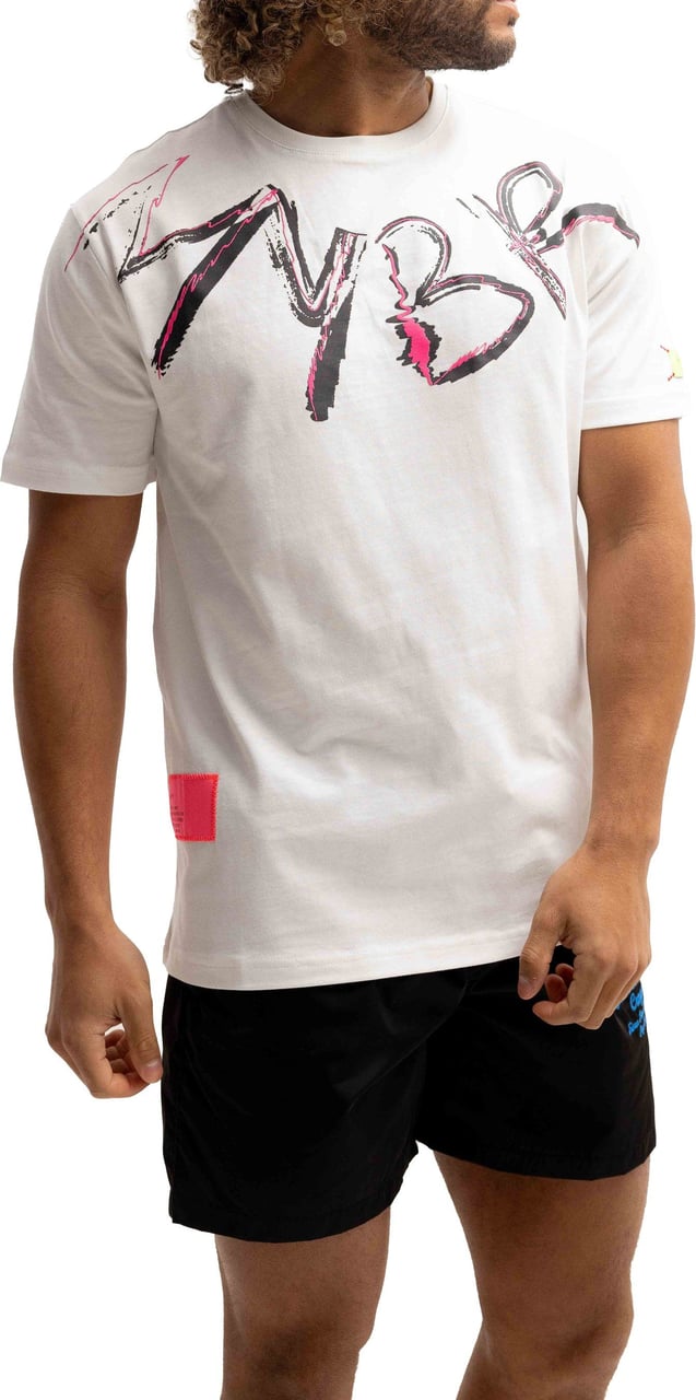 My Brand Signature Scribble T-Shirt Heren Wit/Roze Wit