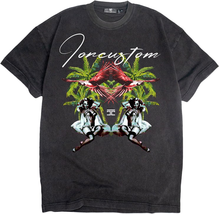 JORCUSTOM PinUp Loose Fit T-Shirt AcidGrey Grijs