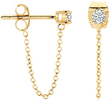 Blush Blush Oorbellen 7344YZI 14k Geelgoud met 2,5mm Zirkonia en Veiligheisketting Divers