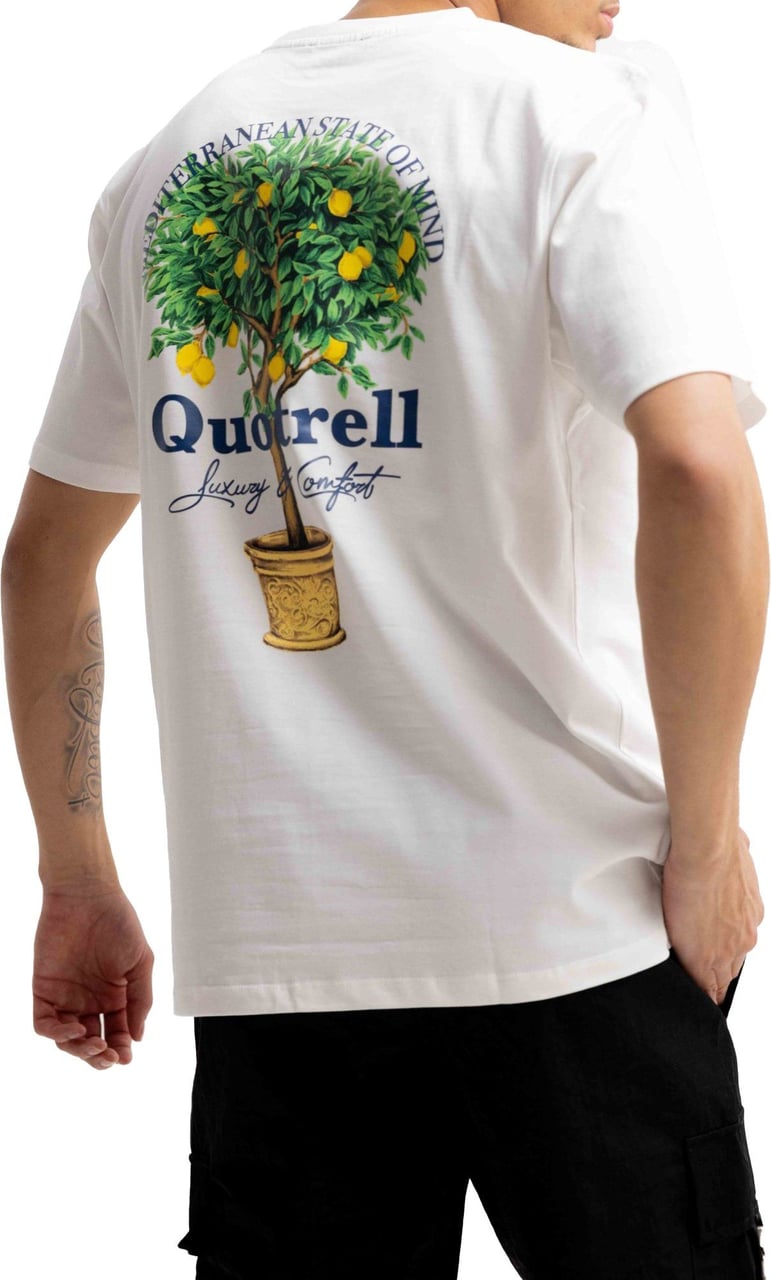 Quotrell Limone T-shirt | White/blue Wit