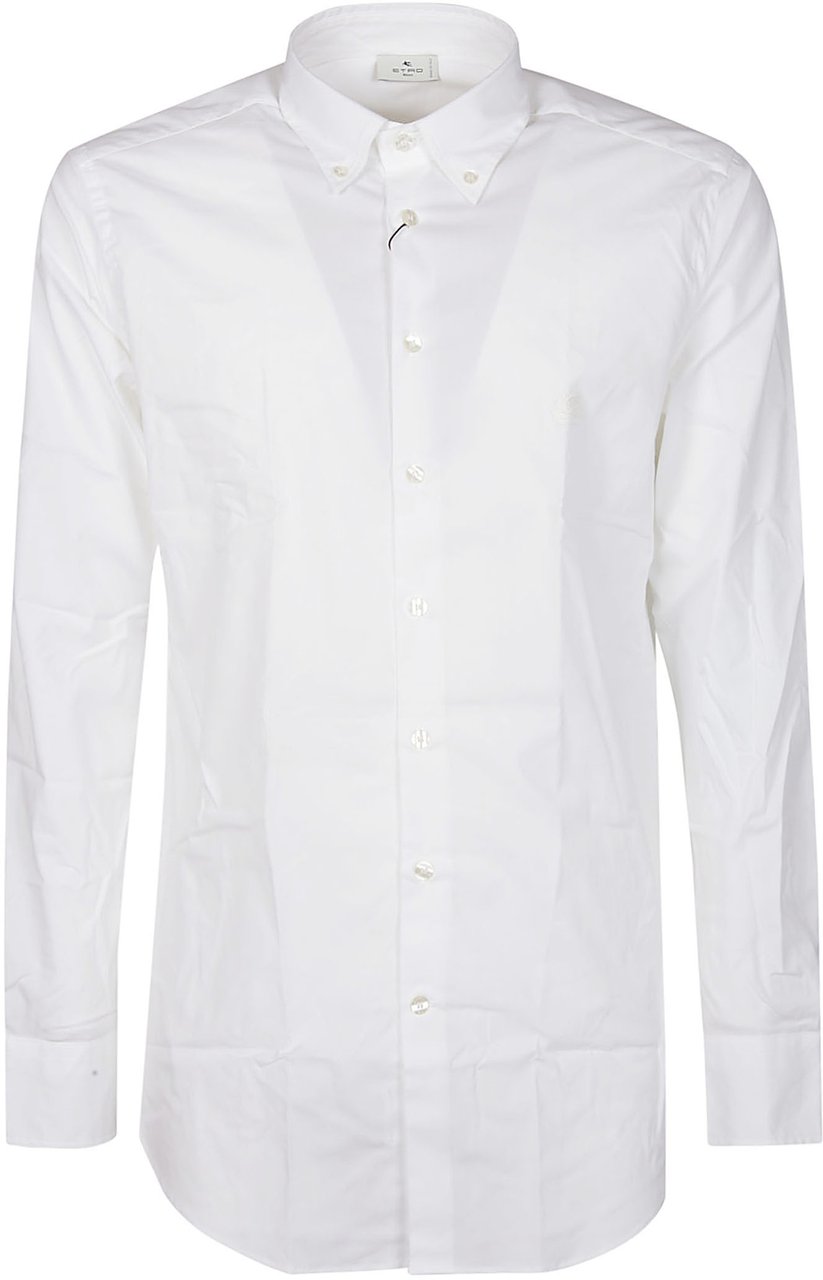 Etro Fuji Botton Down Logo Slim Shirt White Wit
