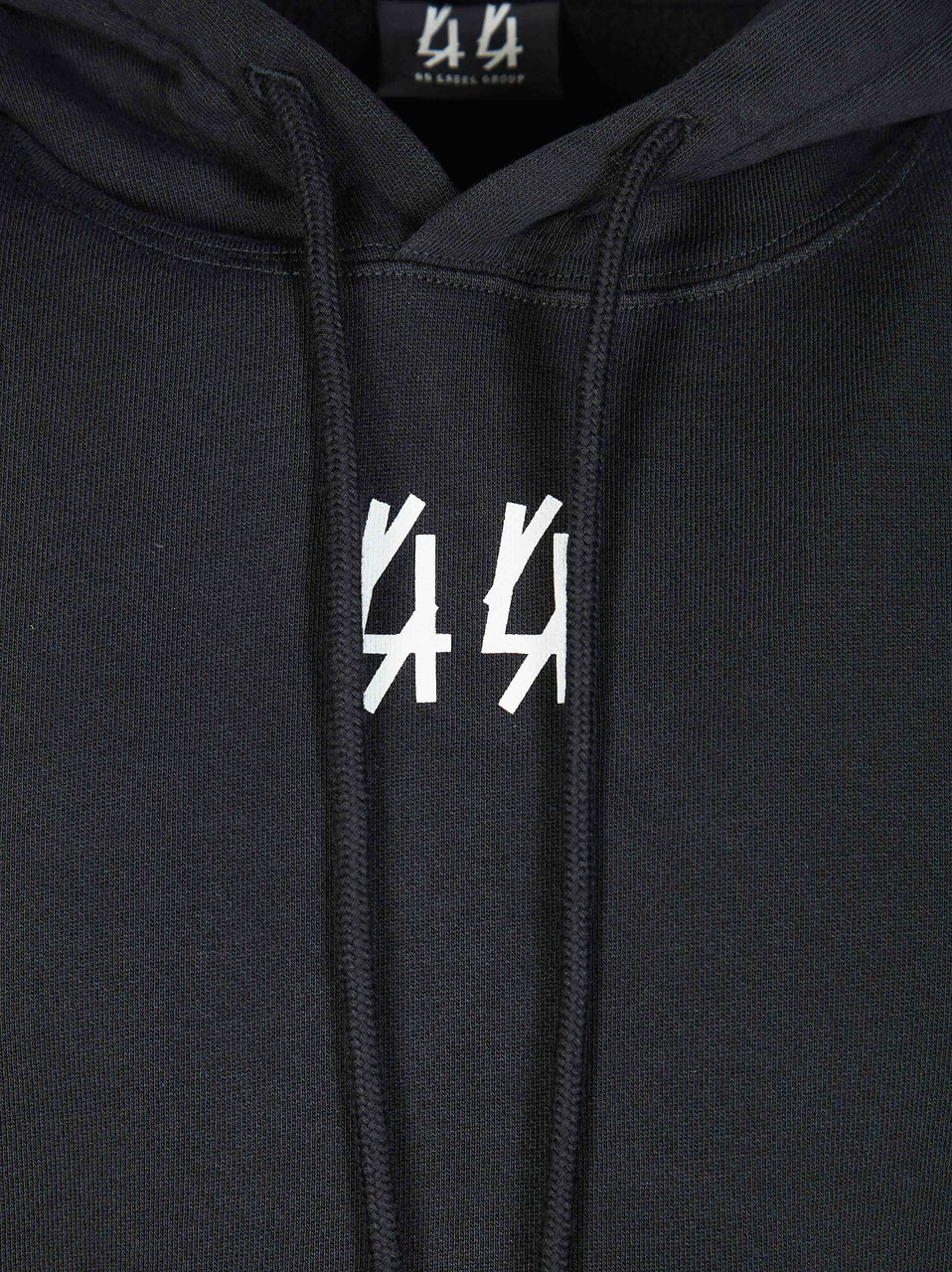 44 Label Group Boxy Extended Shoulder Sleeveless Hoodie Zwart