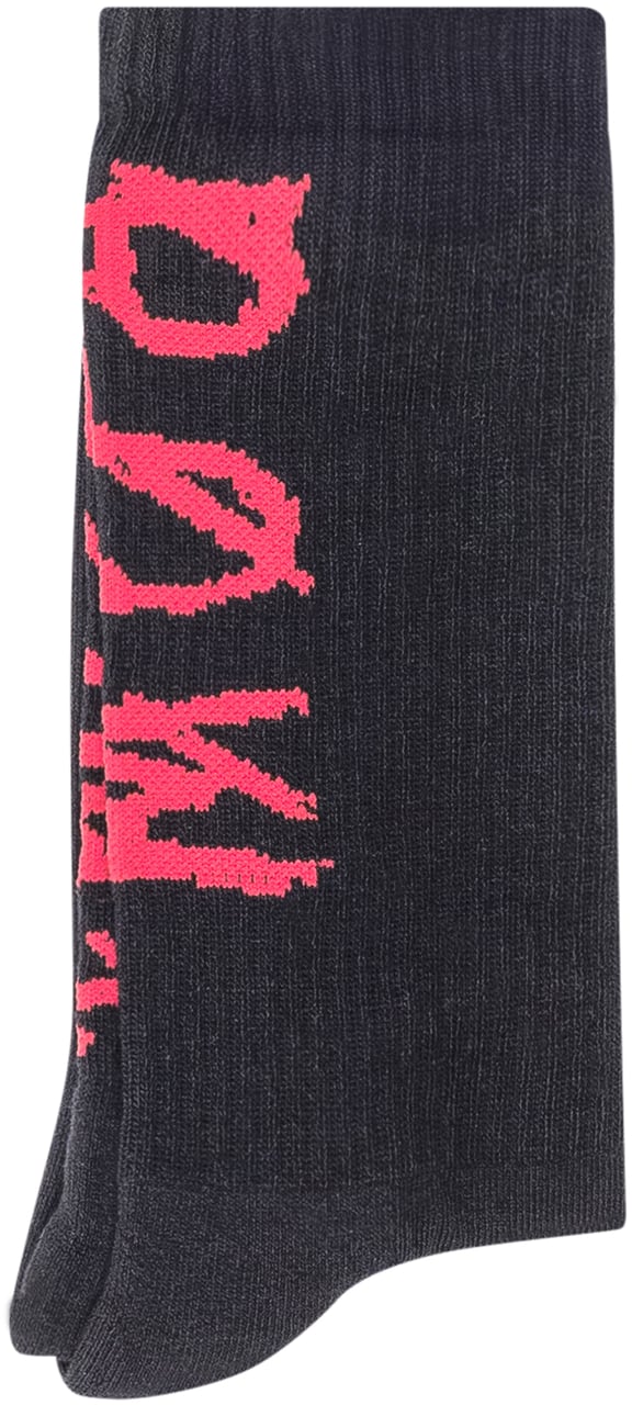 44 Label Group 44 Label Group Calze Nere con Logo Rosa Zwart