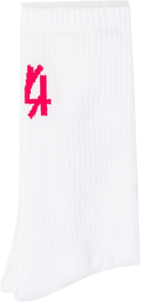 44 Label Group 44 Label Group Calze Bianche con Logo Rosa Wit