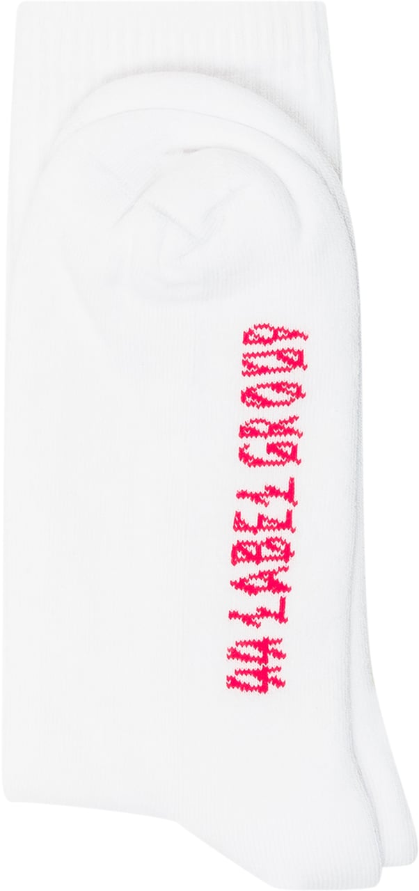 44 Label Group 44 Label Group Calze Bianche con Logo Rosa Wit