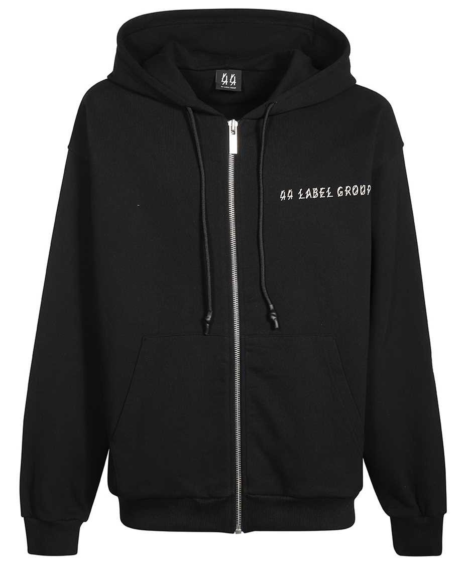 44 Label Group Full zip cotton hoodie Zwart