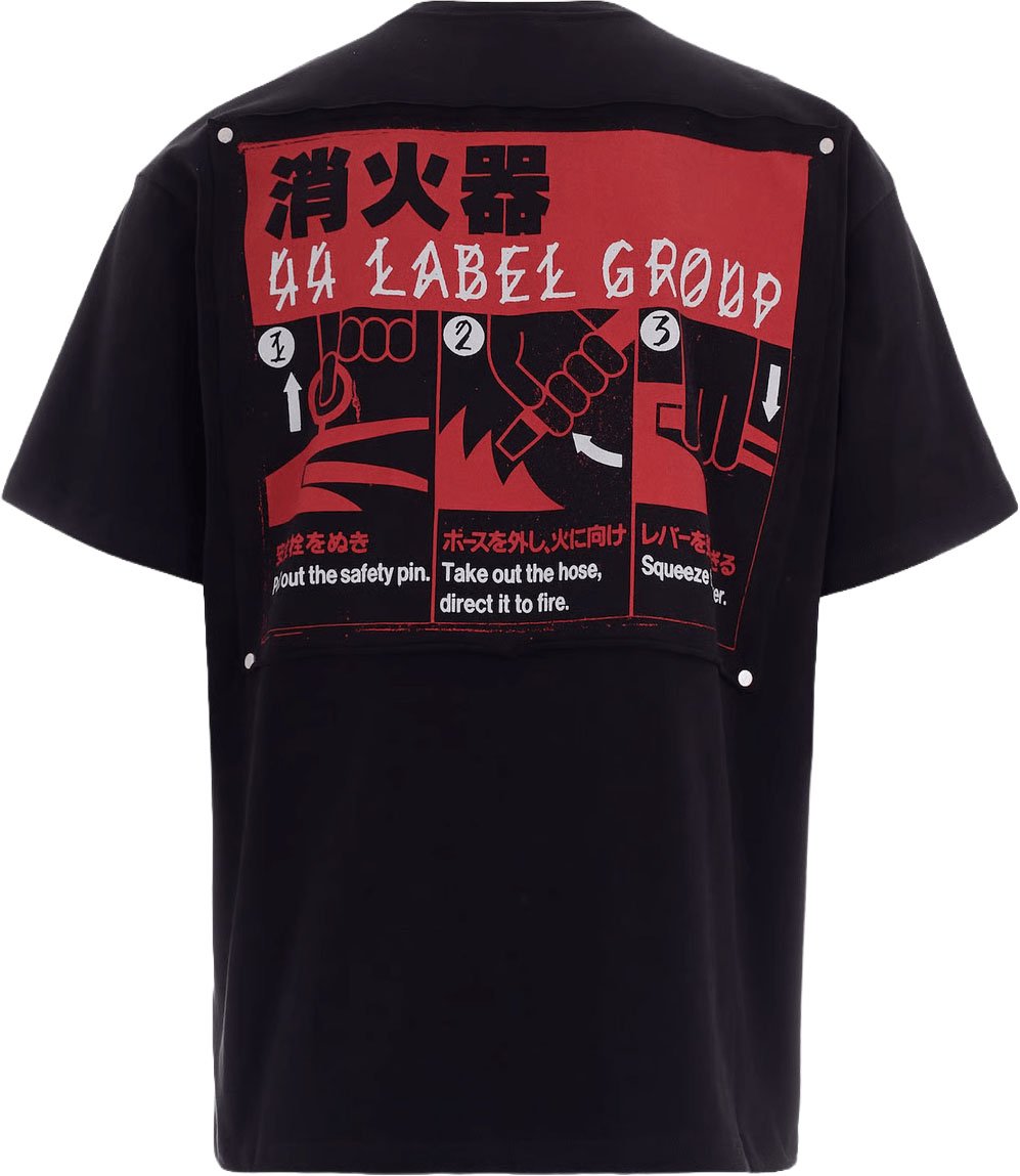 44 Label Group T-shirt met waarschuwing: hoog risico Zwart