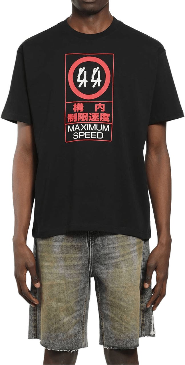 44 Label Group T-shirt met waarschuwing: hoog risico Zwart