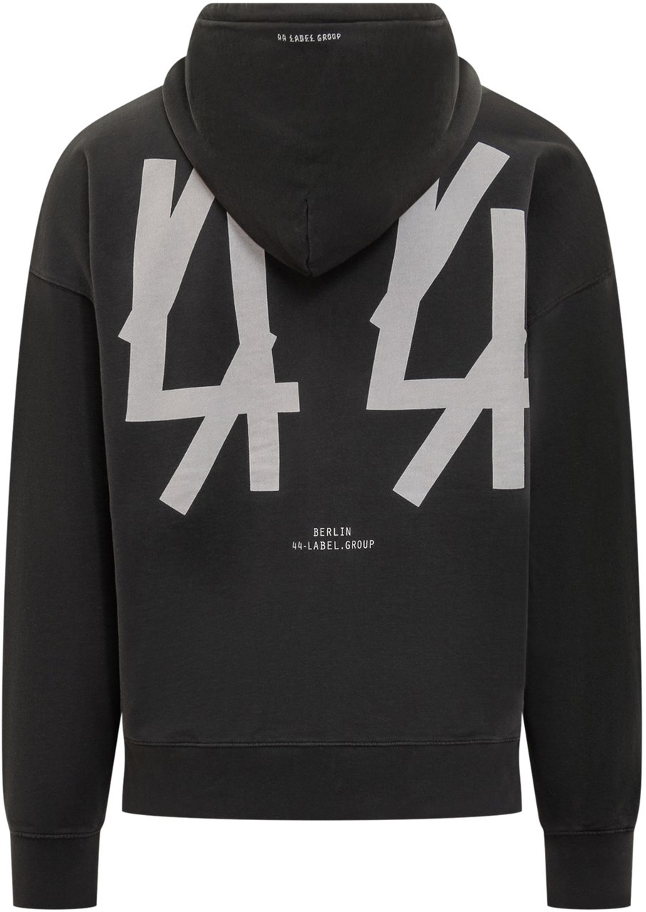 44 Label Group 44 Label Group Felpa Con Cappuccio Logo Uomo Zwart