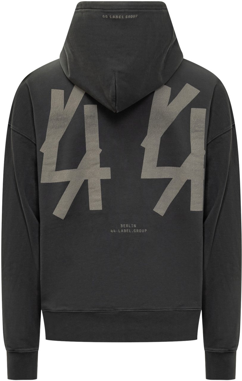44 Label Group 44 Label Group Felpa Con Cappuccio Logo Uomo Zwart