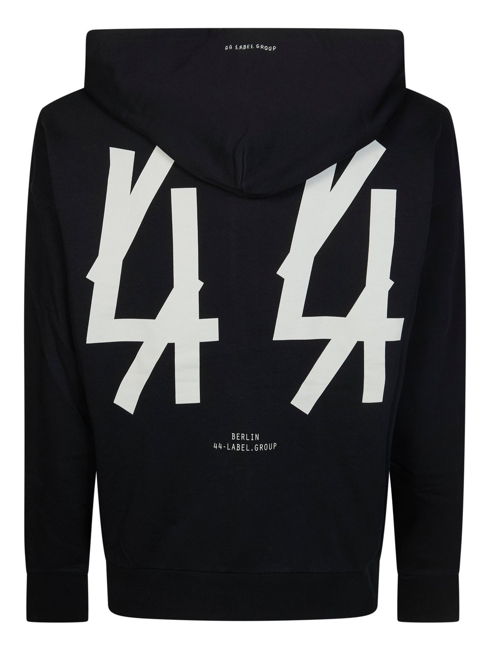 44 Label Group White Graphic Print Zip Hoodie Zwart