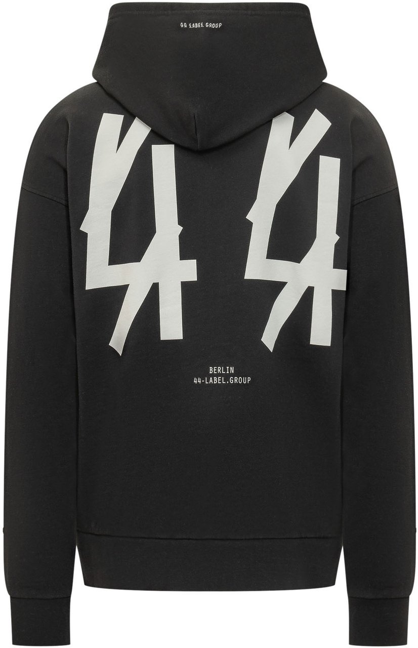 44 Label Group Felpa con Cappuccio e Zip Zwart