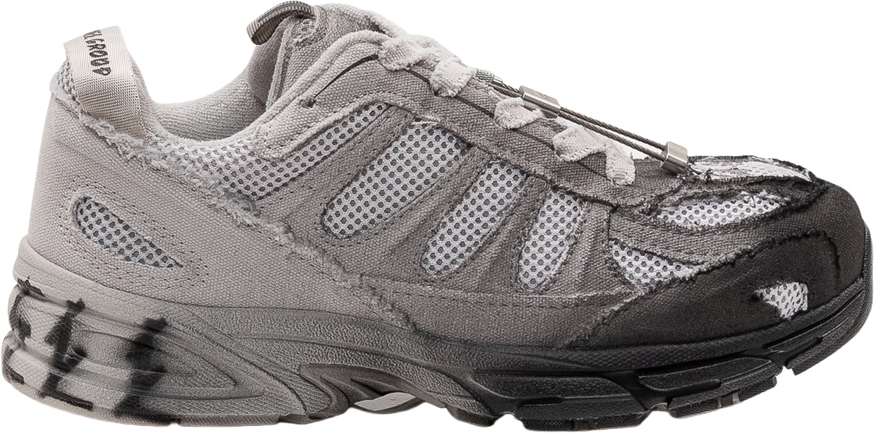 44 Label Group Sneakers Dragger con Lacci e Inserti in Mesh a Effetto Usurato Lichtgrijs