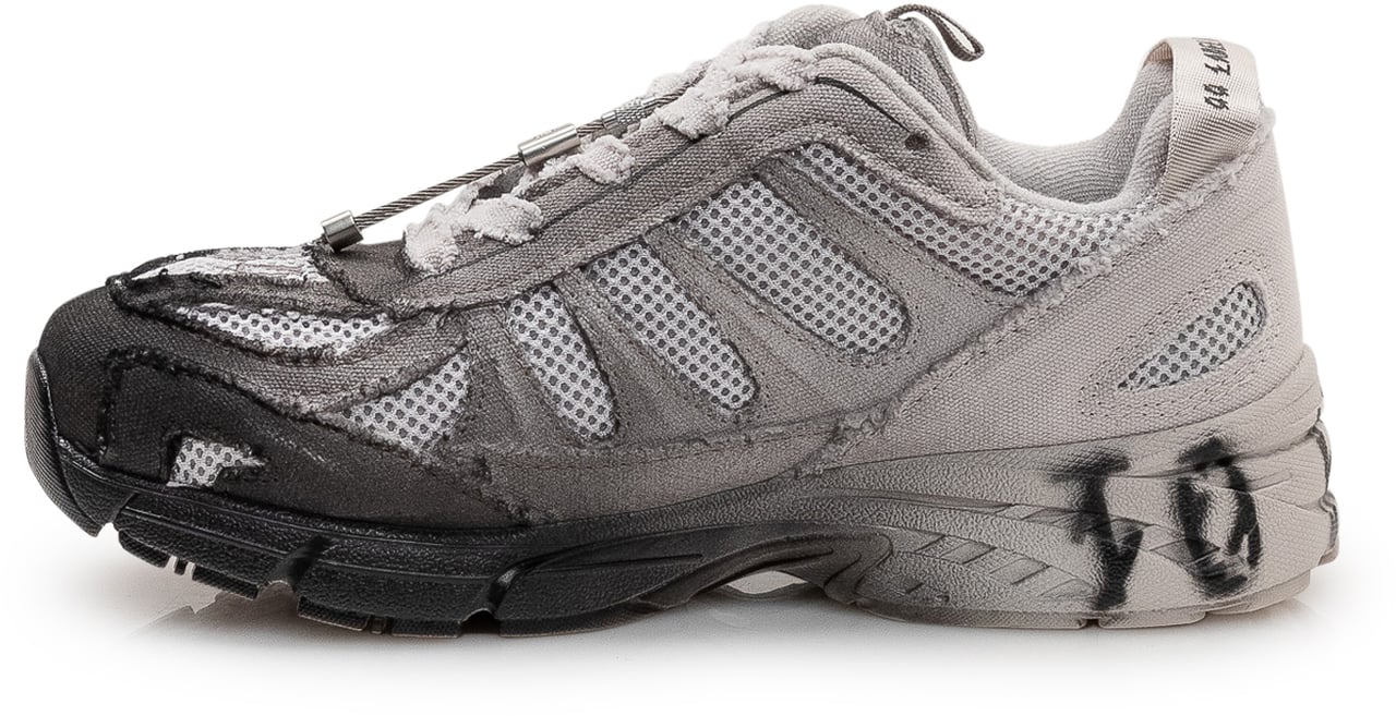 44 Label Group Sneakers Dragger con Lacci e Inserti in Mesh a Effetto Usurato Lichtgrijs