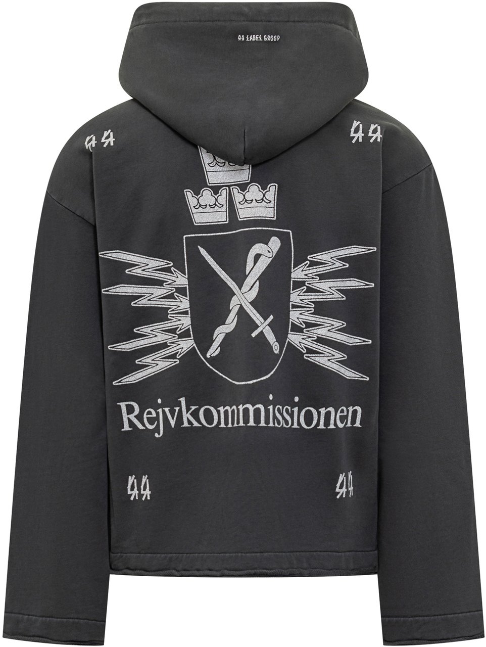 44 Label Group 44 Label Group Felpa con Stampe e Cappuccio Donkergrijs