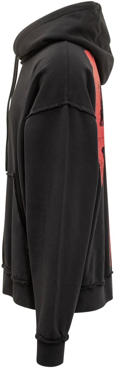 44 Label Group 44 Label Group Felpa Hoodie Nera con Logo Ricamato Zwart