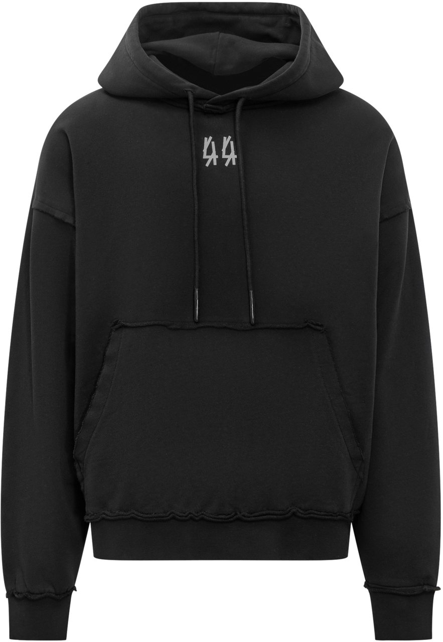 44 Label Group 44 Label Group Felpa Hoodie Nera con Logo Ricamato Zwart