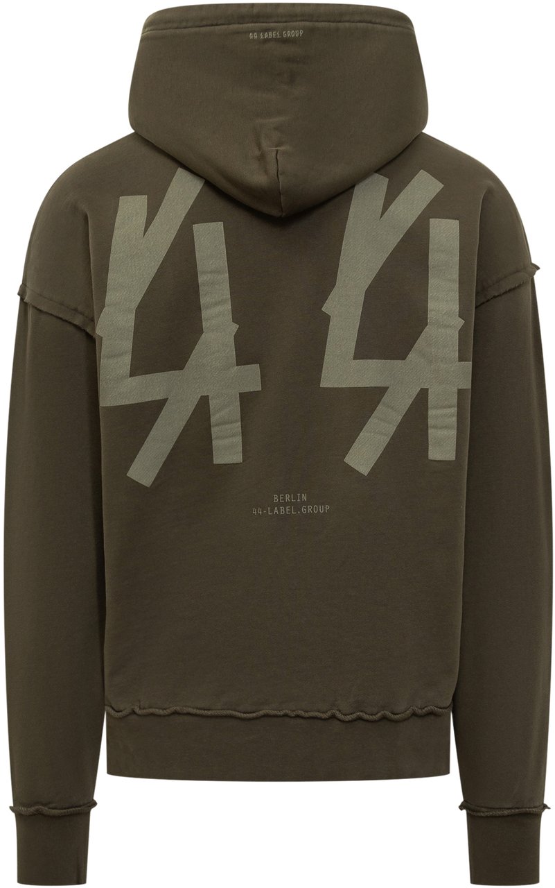 44 Label Group 44 Label Group Felpa Hoodie Verde con Logo Ricamato Groen