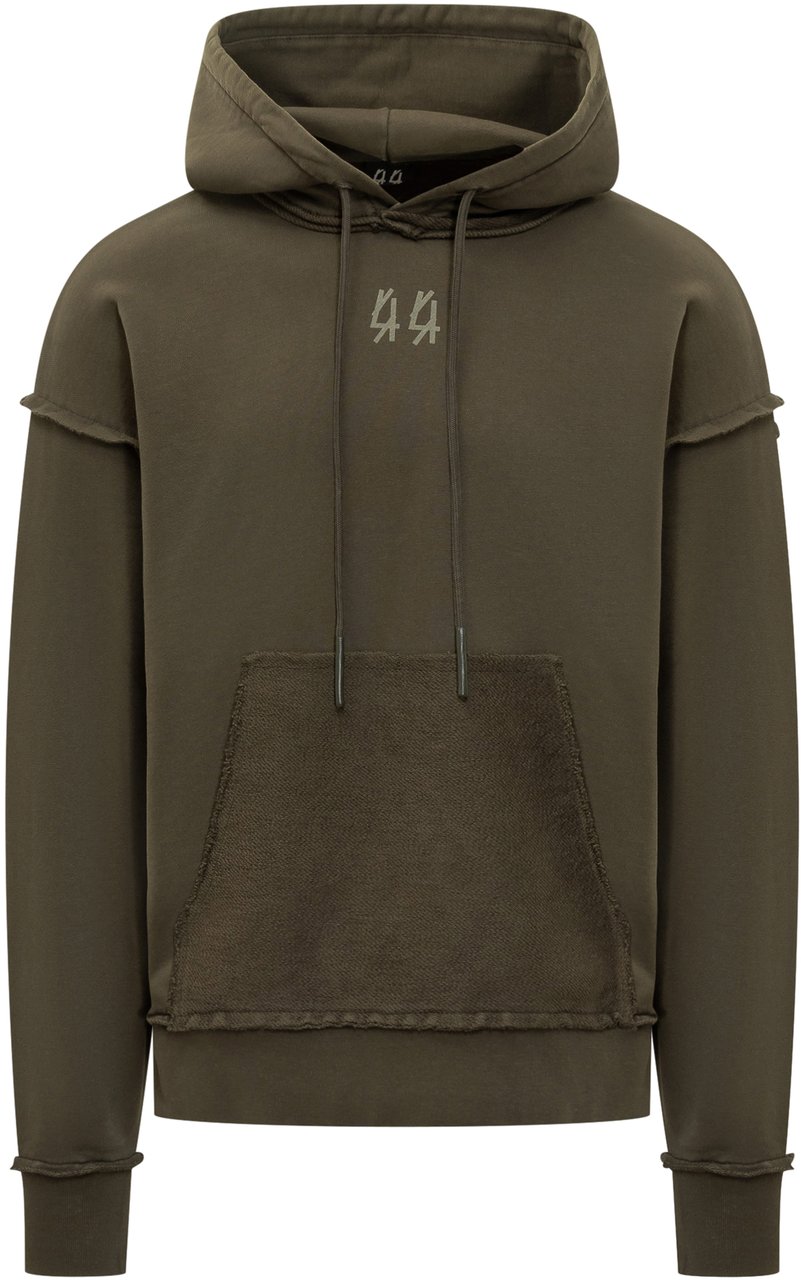 44 Label Group 44 Label Group Felpa Hoodie Verde con Logo Ricamato Groen