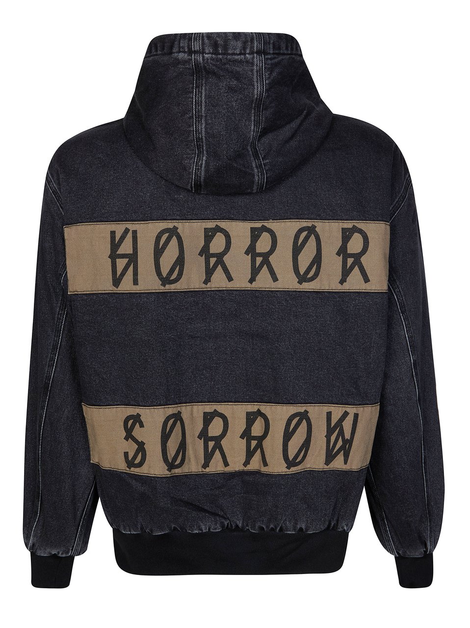 44 Label Group Gothic Lettering Washed Black Zip Hoodie Zwart