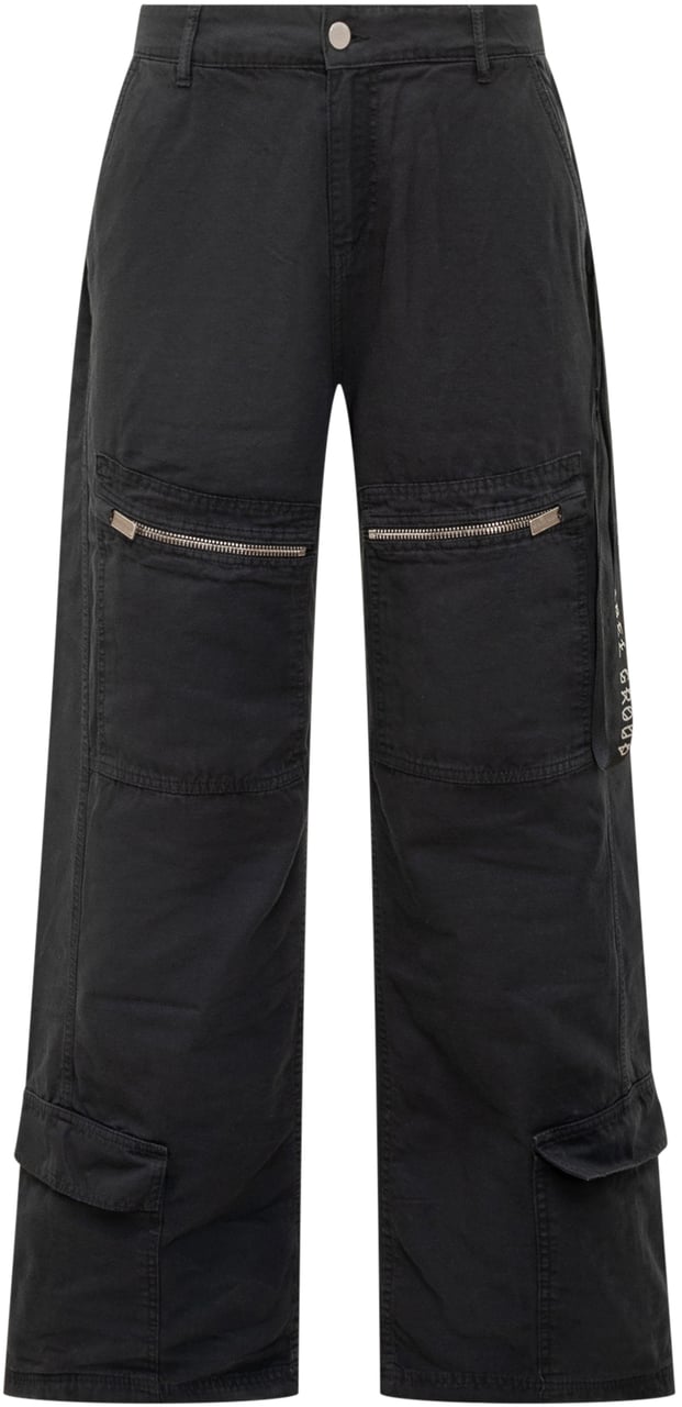 44 Label Group 44 Label Group Pantaloni Cargo Neri con Tasche e Zip Blauw