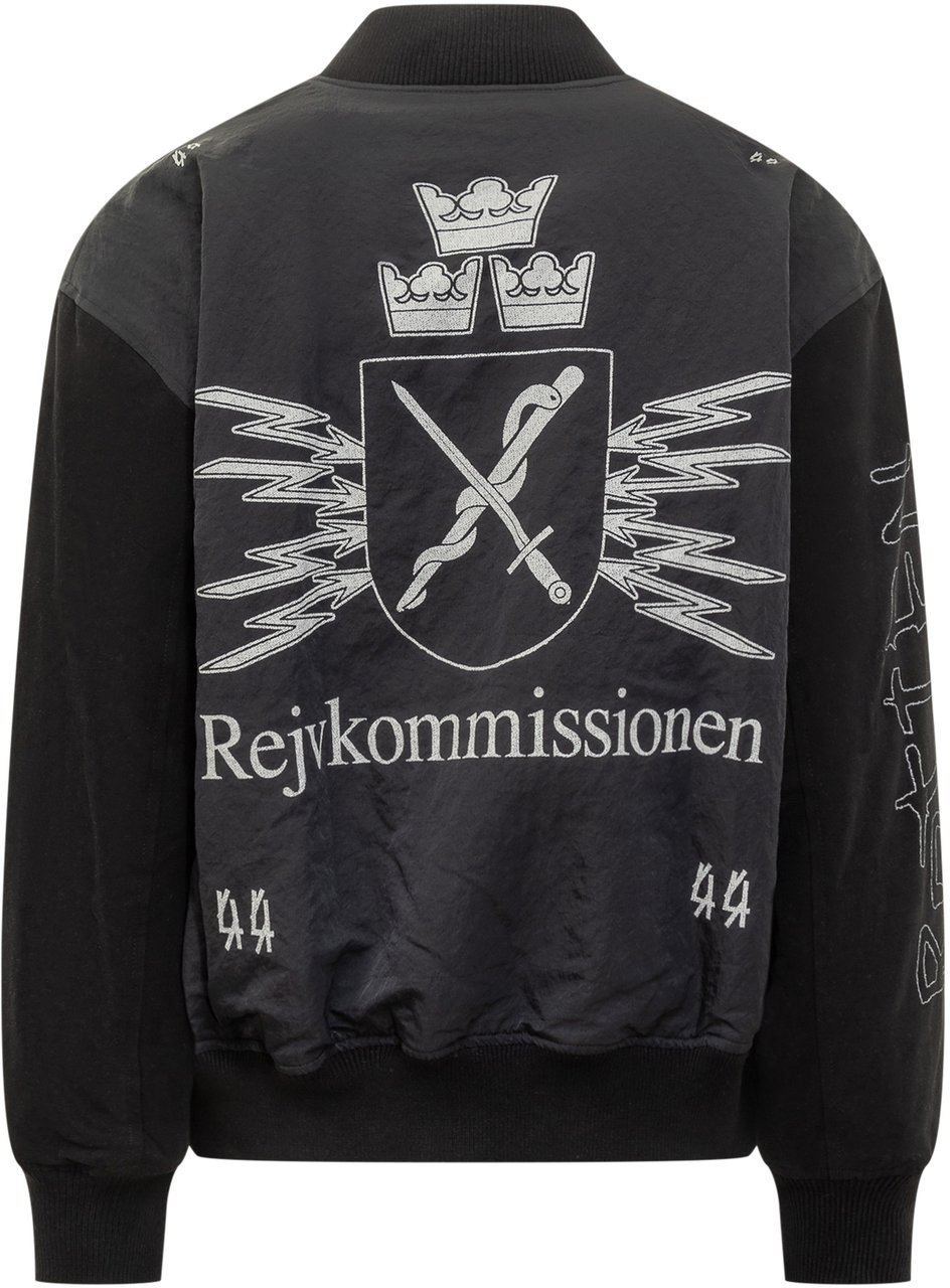 44 Label Group 44 Label Group Bomber Nero con Patch e Ricami Zwart