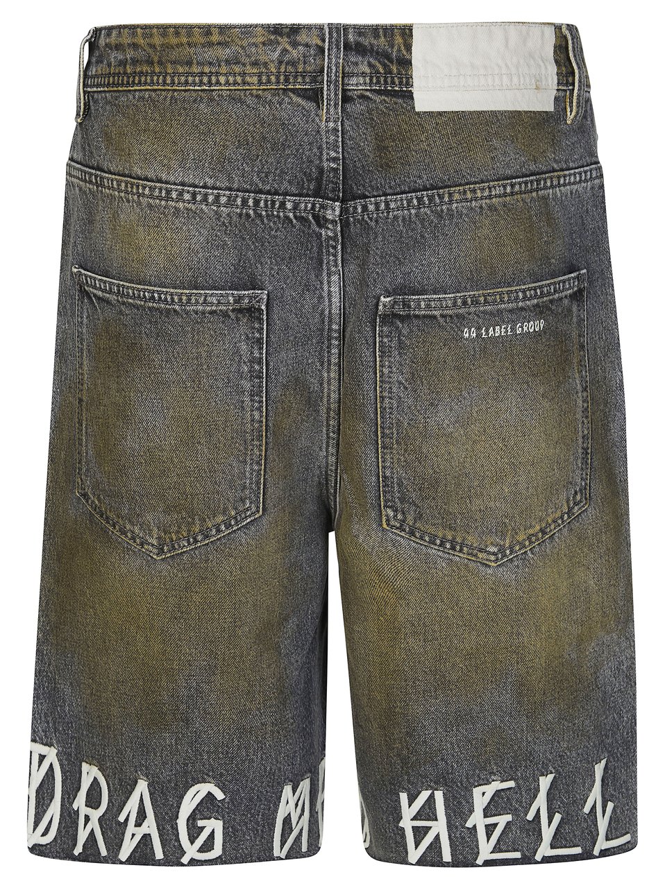 44 Label Group Washed Denim Muted Text Shorts Grijs